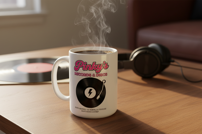 Pinky’s Records & Discs — Late‑Night Spin Club 15oz Mug